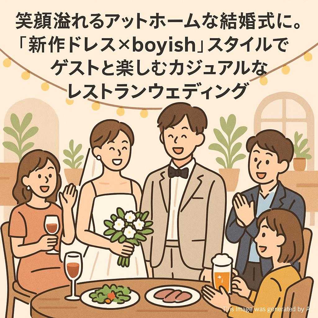 笑顔溢れるアットホームな結婚式に。『新作ドレス×boyish』スタイルでゲストと楽しむカジュアルなレストランウェディング
