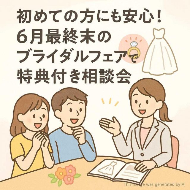 初めての方にも安心！6月最終末のブライダルフェアで特典付き相談会