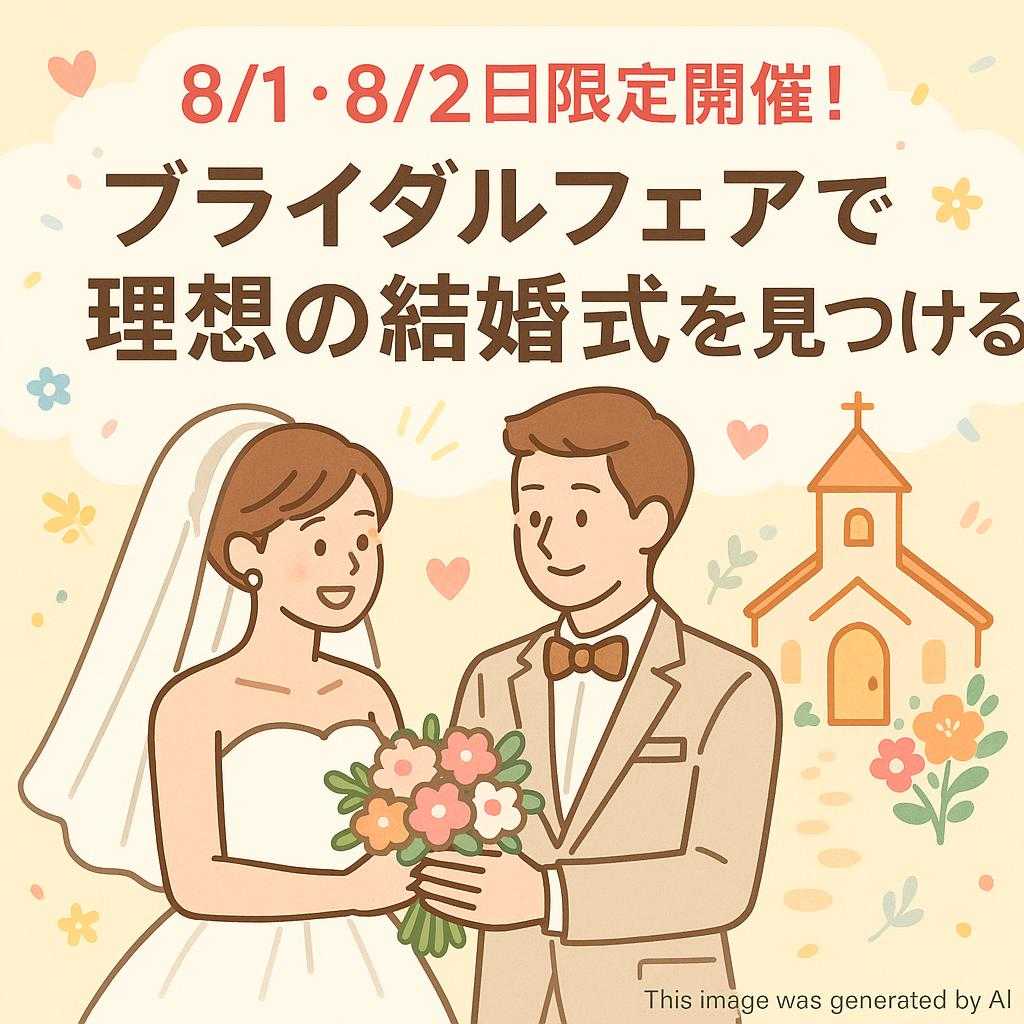 8/1・8/2日限定開催！ブライダルフェアで理想の結婚式を見つける