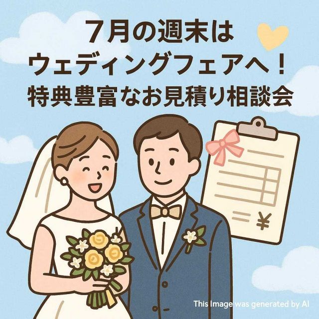 7月の週末はウェディングフェアへ！特典豊富なお見積り相談会