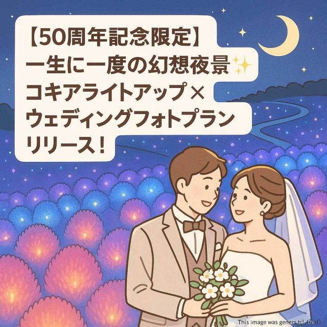 【50周年記念限定】一生に一度の幻想夜景✨コキアライトアップ×ウェディングフォトプランリリース！