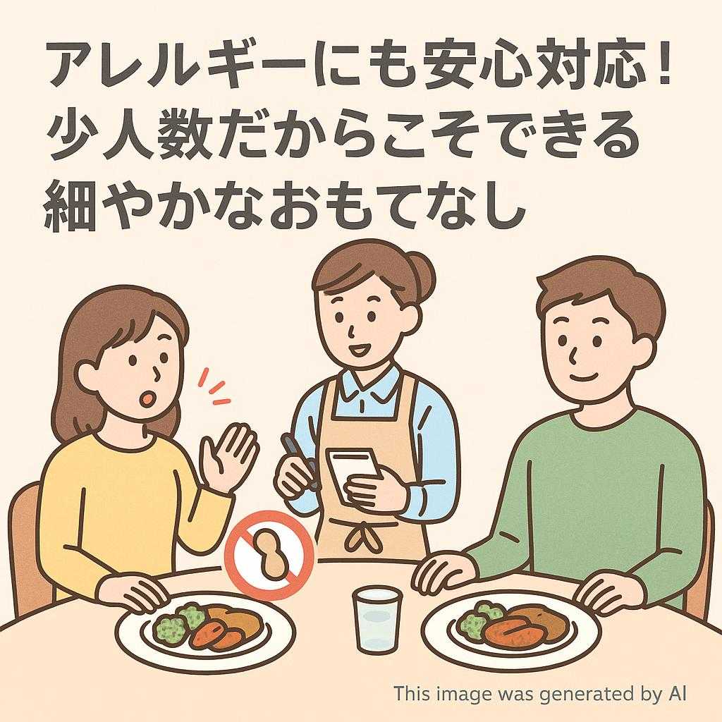 アレルギーにも安心対応！少人数だからこそできる細やかなおもてなし