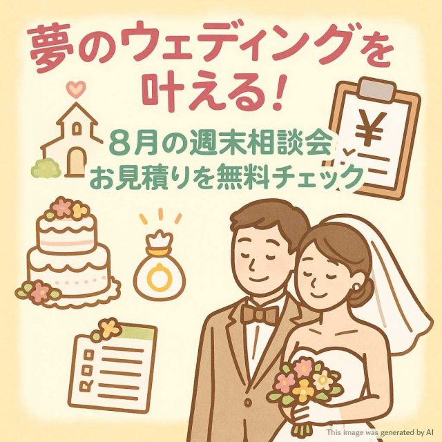 夢のウェディングを叶える！8月の週末相談会でお見積りを無料チェック