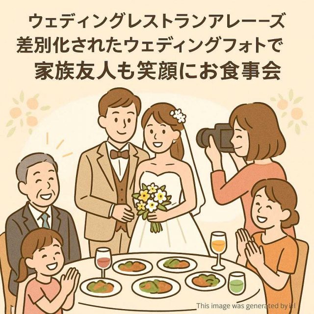 ウェディングレストランアレーズ差別化されたウェディングフォトで家族友人も笑顔にお食事会