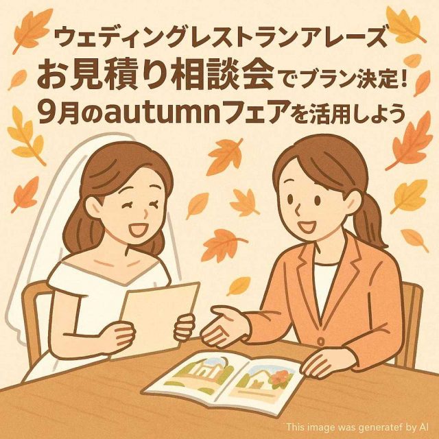 ウェディングレストランアレーズ お見積り相談会でプラン決定！9月のautumnフェアを活用しよう