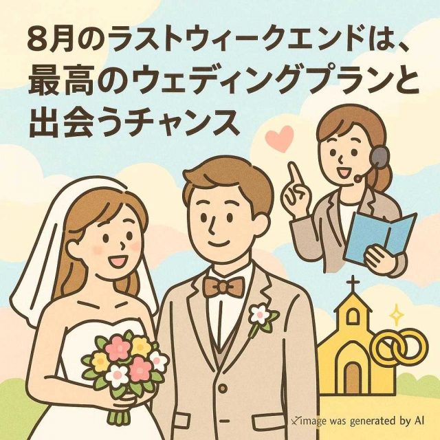 ８月のラストウィークエンドは、最高のウェディングプランと出会うチャンス