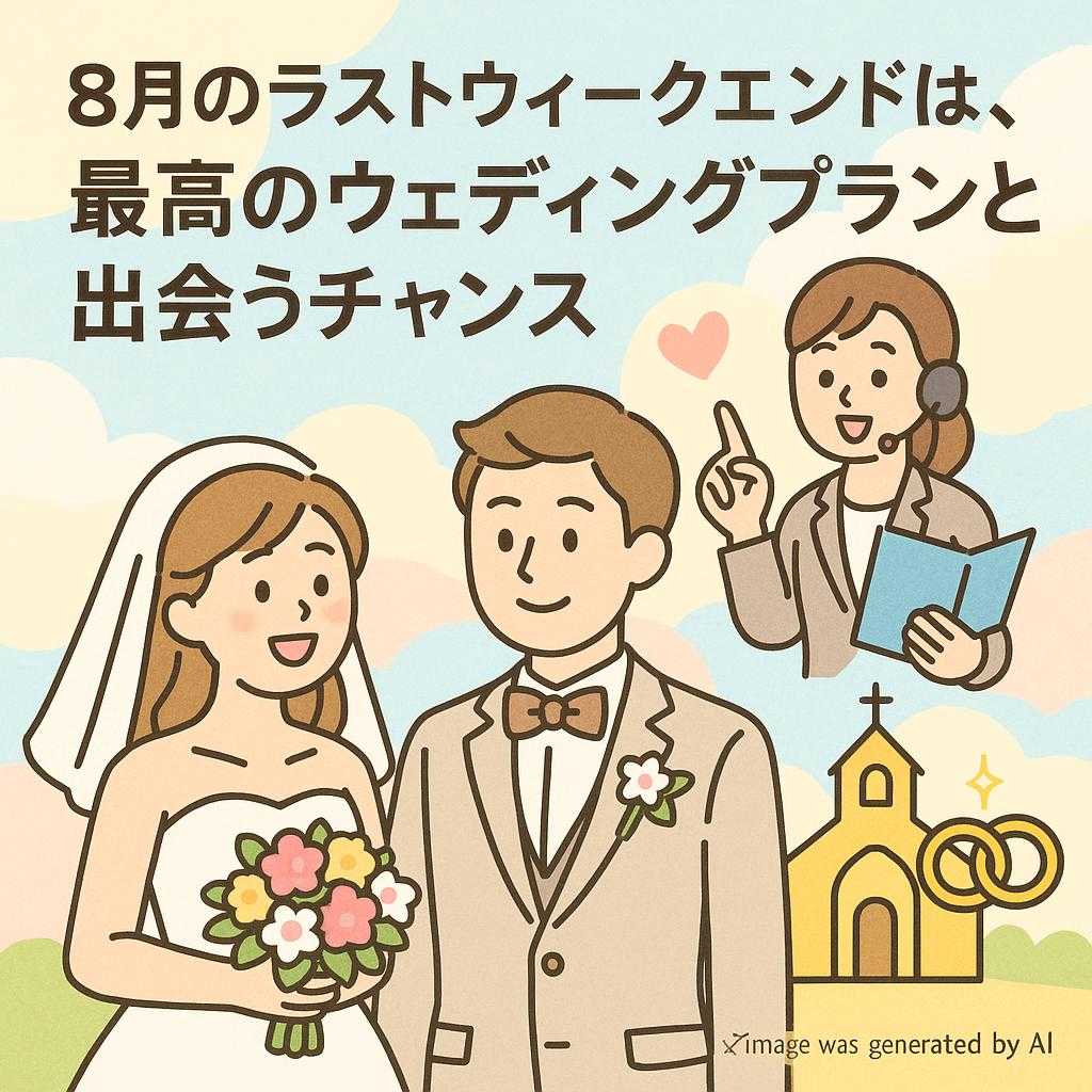 ８月のラストウィークエンドは、最高のウェディングプランと出会うチャンス