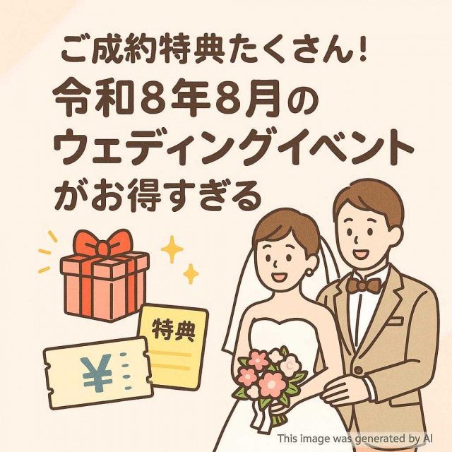 ご成約特典沢山！令和8年8月のウェディングイベントがお得すぎる
