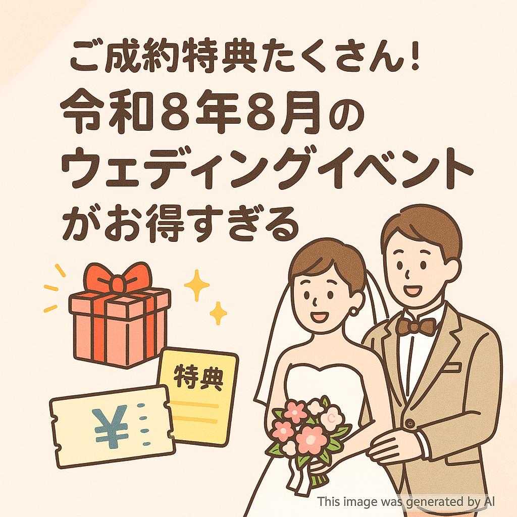 ご成約特典沢山!令和8年8月のウェディングイベントがお得すぎる