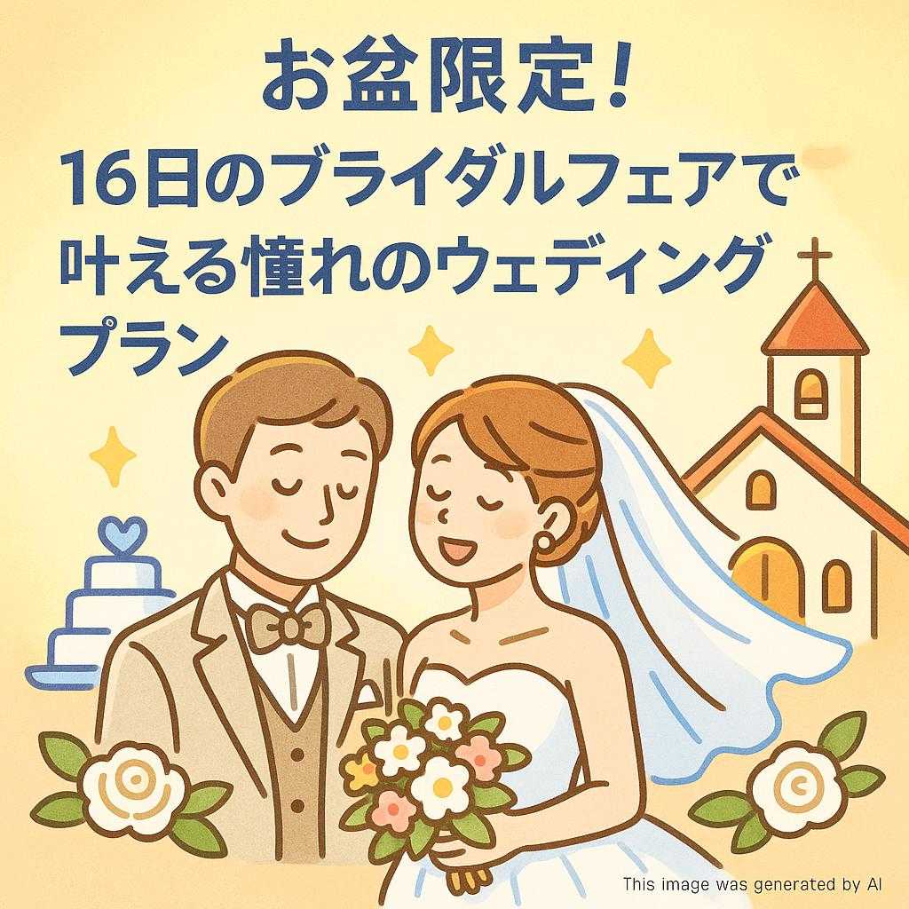 お盆限定！16日のブライダルフェアで叶える憧れのウェディングプラン