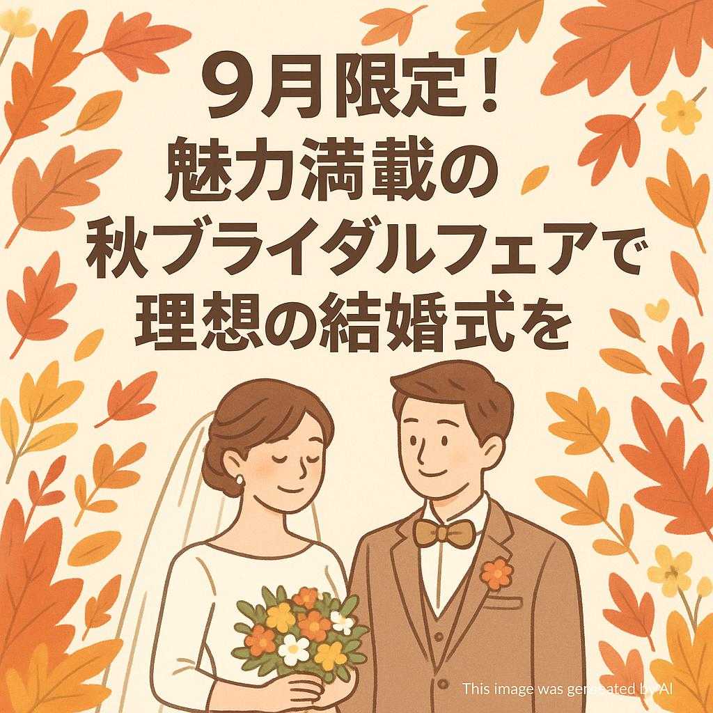 9月限定!魅力満載の秋ブライダルフェアで理想の結婚式を