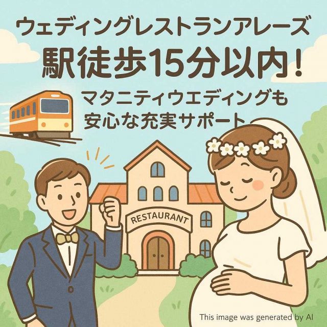 ウェディングレストランアレーズ 駅徒歩15分以内！マタニティウエディングも安心な充実サポート