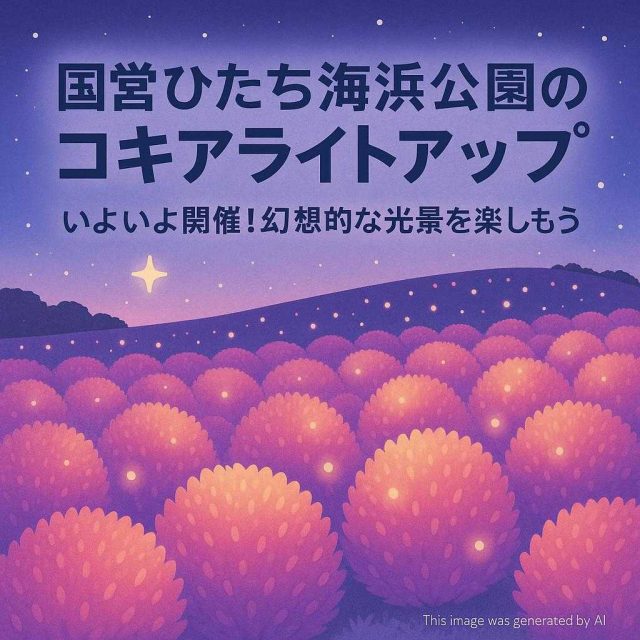 国営ひたち海浜公園のコキアライトアップ、いよいよ開催！幻想的な光景を楽しもう