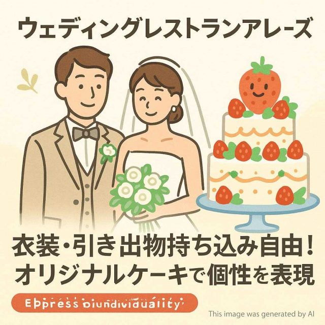 ウェディングレストランアレーズ 衣装・引き出物持ち込み自由！オリジナルケーキで個性を表現