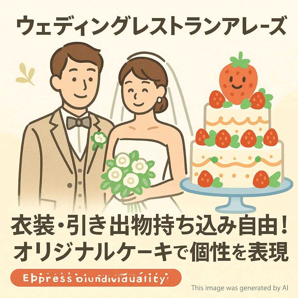 ウェディングレストランアレーズ 衣装・引き出物持ち込み自由!オリジナルケーキで個性を表現