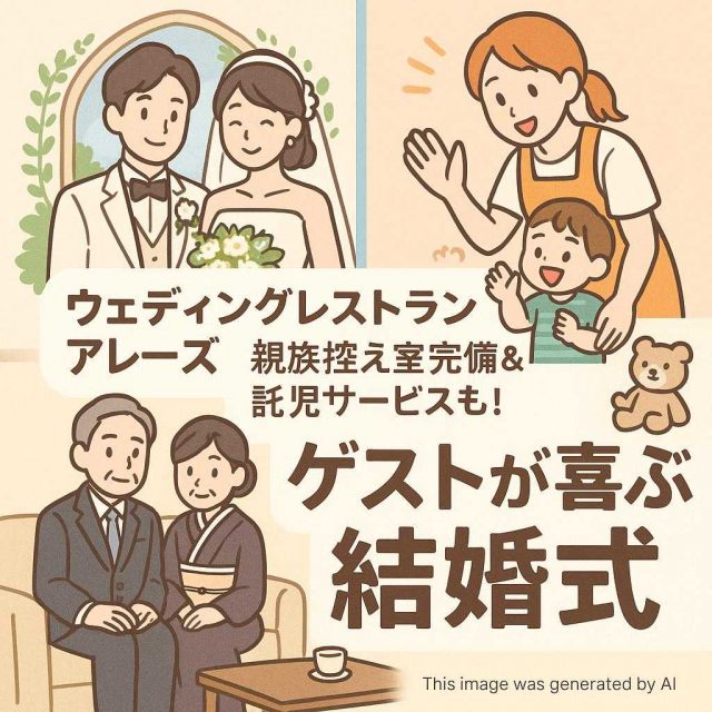 ウェディングレストランアレーズ 親族控え室完備＆託児サービスも！ゲストが喜ぶ結婚式