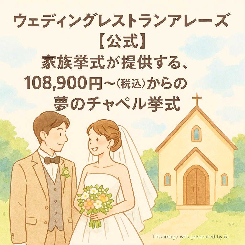 ウェディングレストランアレーズ 【公式】家族挙式が提供する、108,900円~(税込)からの夢のチャペル挙式