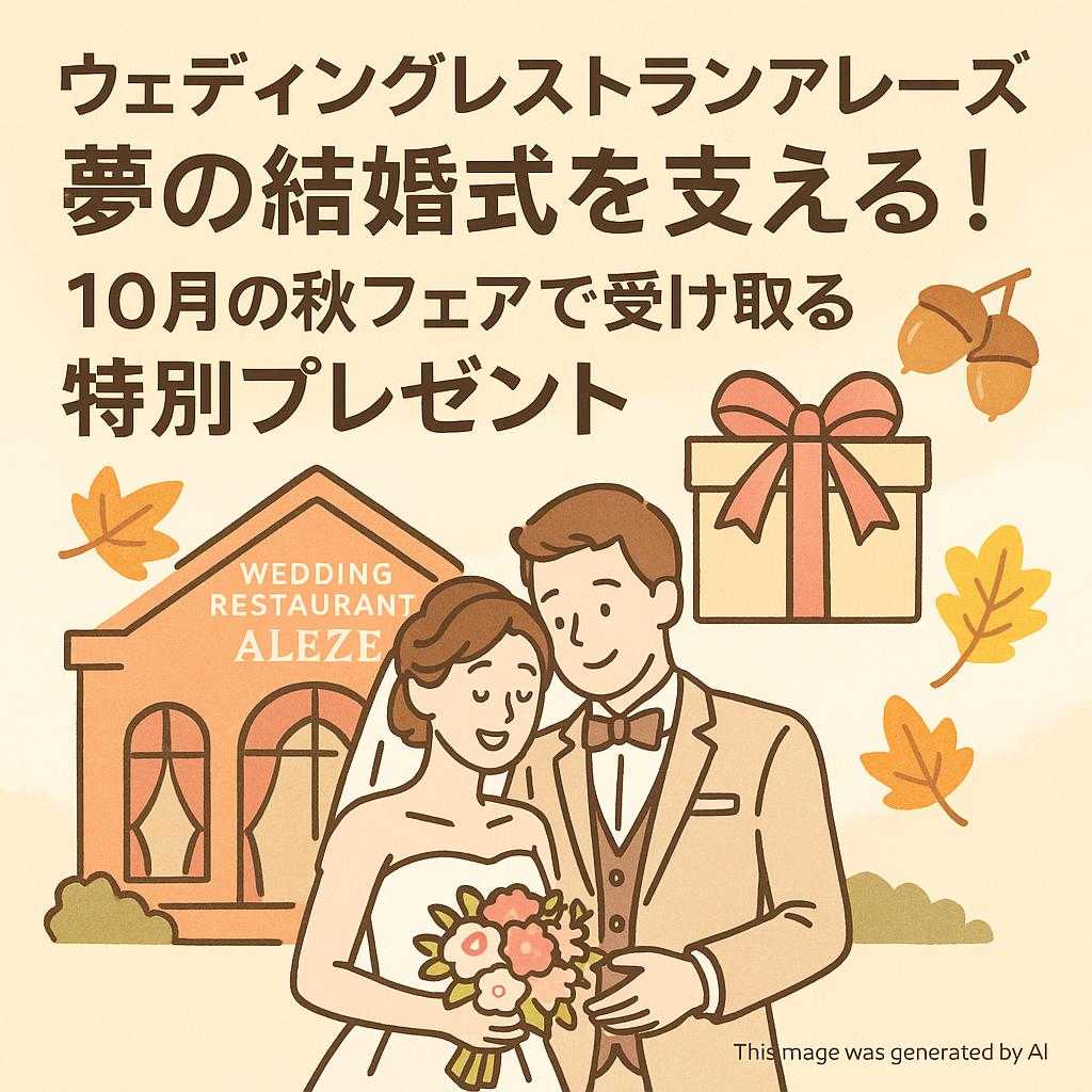ウェディングレストランアレーズ夢の結婚式を支える！10月の秋フェアで受け取る特別プレゼント